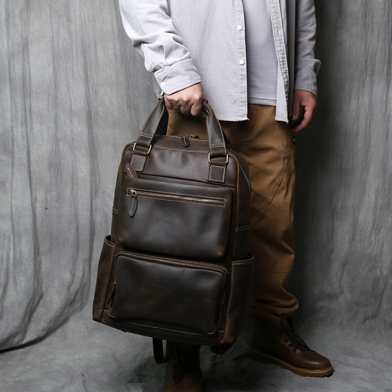 Top Layer Leather Backpack