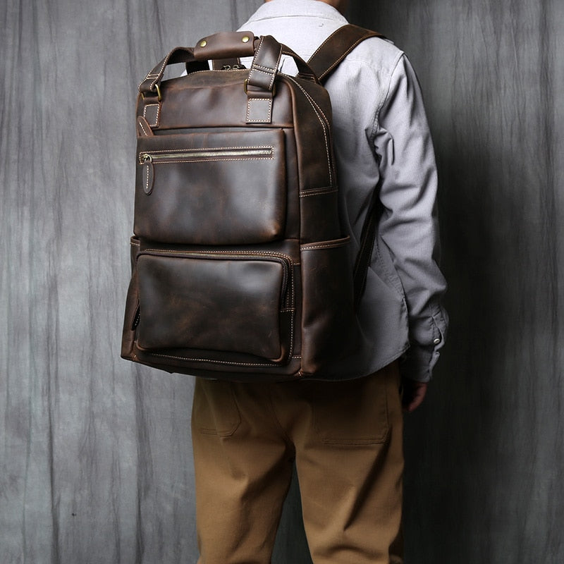 Top Layer Leather Backpack