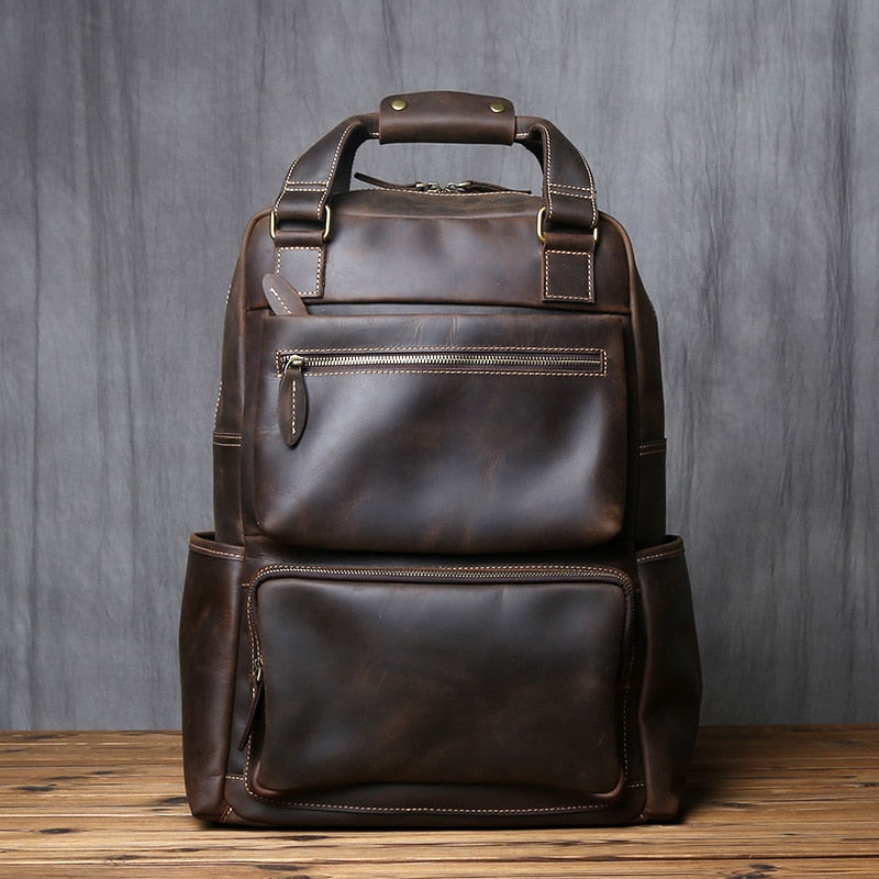 Top Layer Leather Backpack